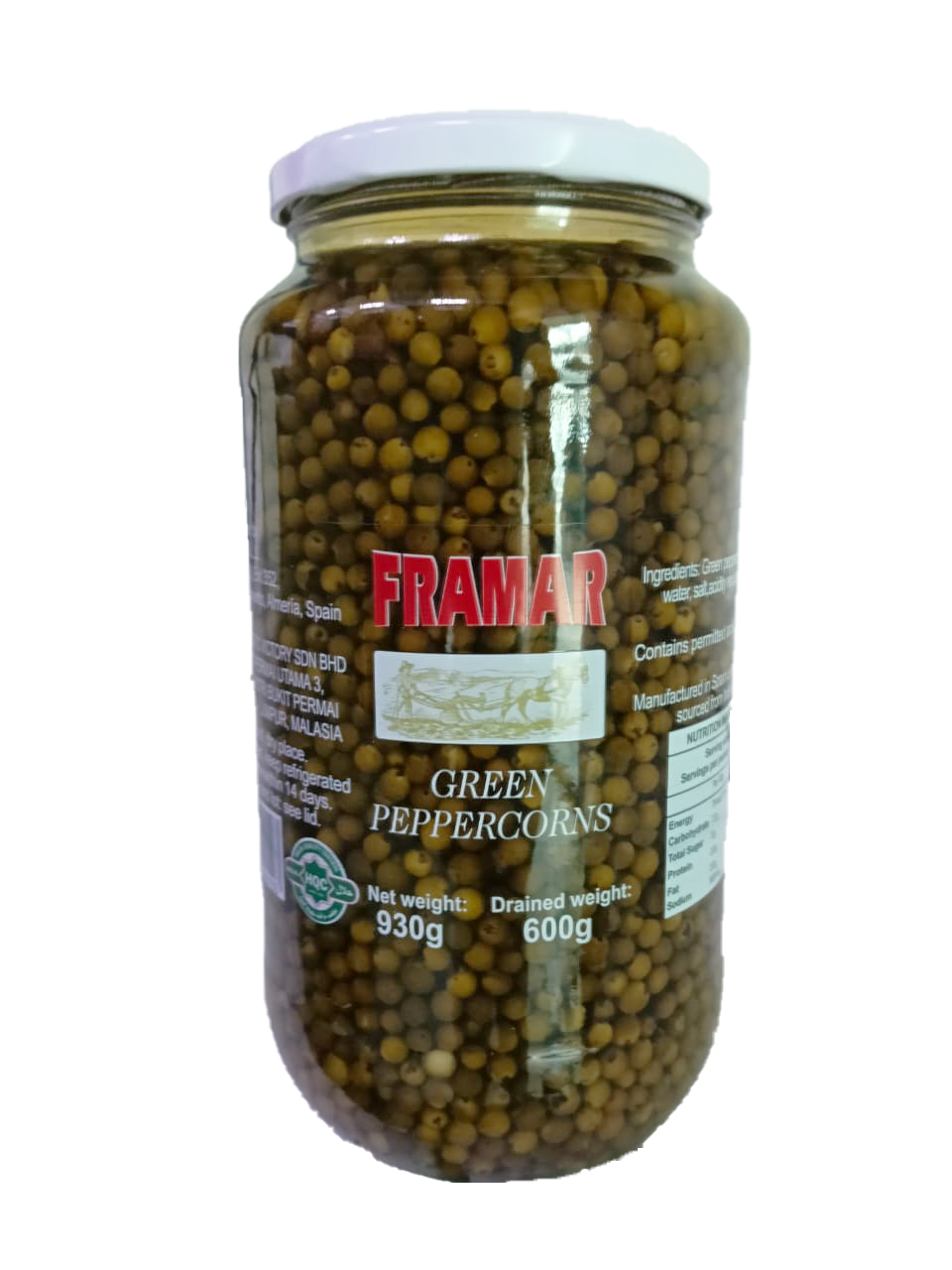 Framar Green Peppercorns 930gm